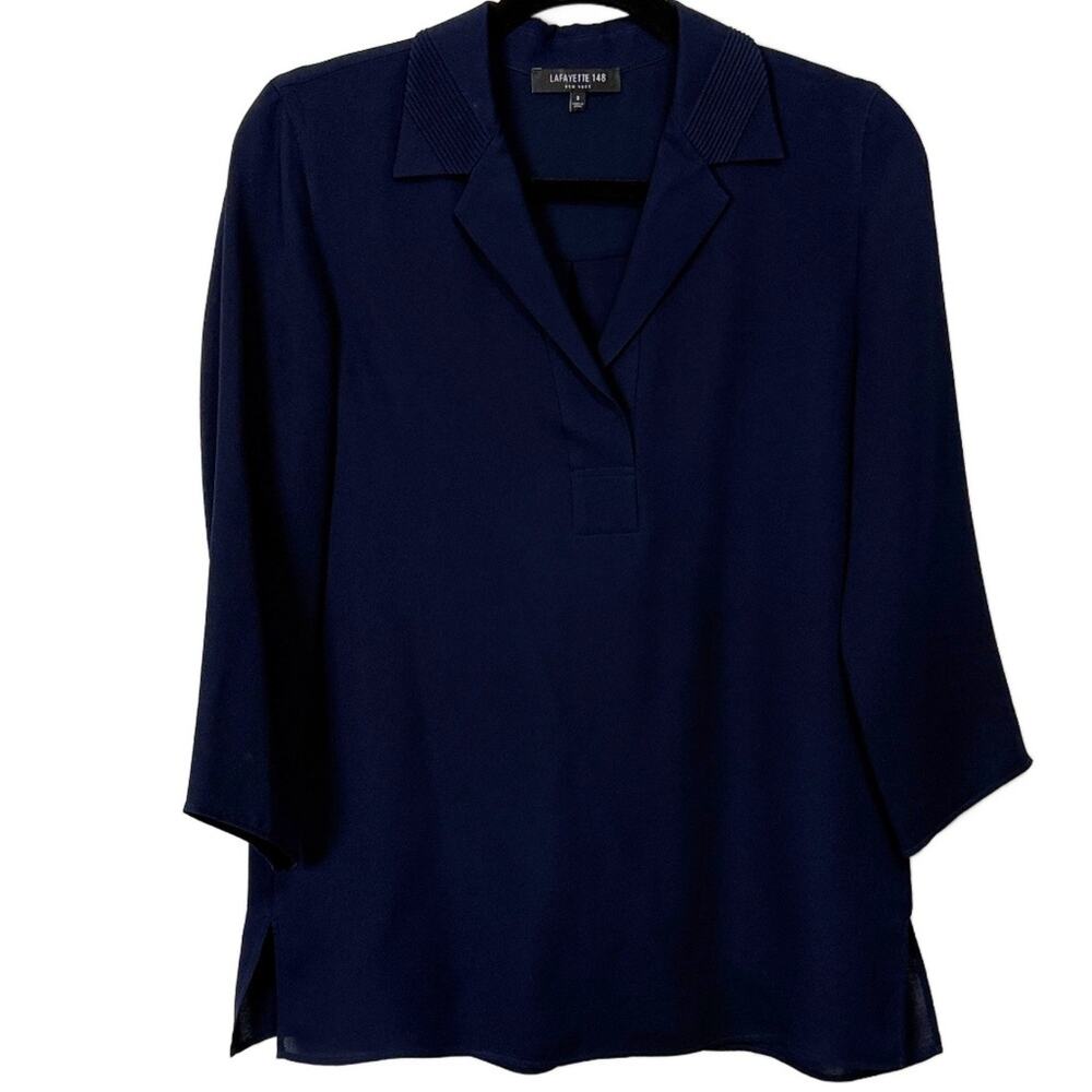 Lafayette 148 New York Midnight Blue Navy Blouse